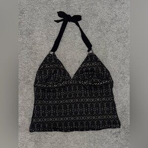 Catalina Black Pattern Halter Top